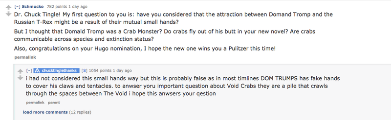 Illustration for article titled Weirdo erotica author Chuck Tingle’s AMA is the feel-good read of the year so far